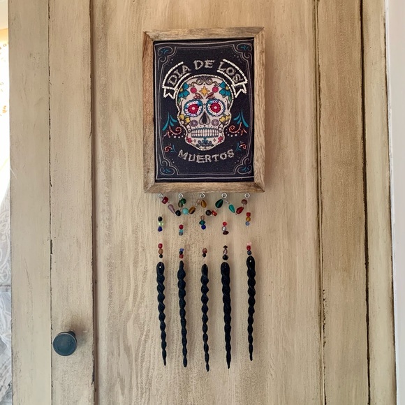 Day Of The Dead Skull Dia De Los Muertos Beaded Halloween Hanging Wall Art - Picture 10 of 17